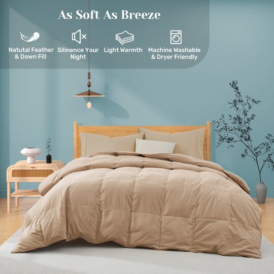 Feather Comforter Sets Twin Size Down Blanket Lightweight Summer